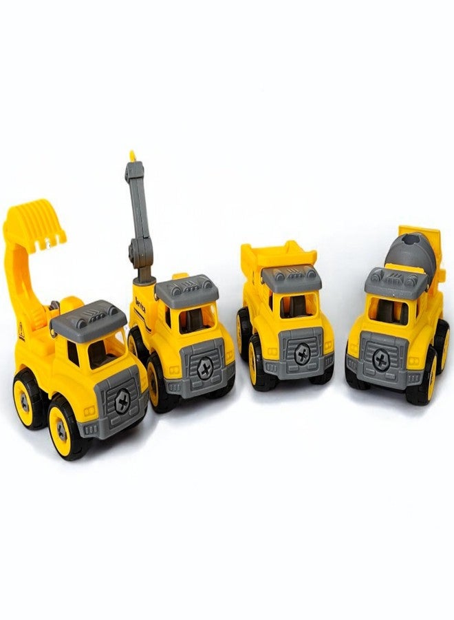 Stylbase 4-in-1 DIY Assembly Vehicles Toys for Kids - Excavator, Mixer Truck, Dumper, Crane with Screwdrivers | Kids Toys for 2-5 Years | Educational STEM Construction Games | Birthday Gift - Image 1